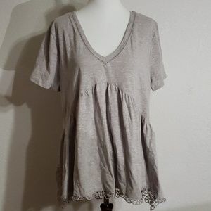 V-Neck Tee with Lace Detail